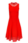 Round Neck Flared-Skirt Ribbed Stretchy Sleeveless Bodycon Dress/Party Dress