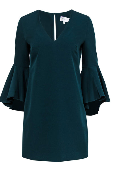 V-neck Cocktail Shift Bell Sleeves Evening Dress