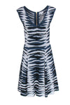 Tall V-neck Animal Zebra Print Sleeveless Fitted Back Zipper Fit-and-Flare Dress