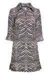 Animal Zebra Print Collared Belted Pocketed Pleated Shirt Loose Fit