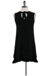 A-line Above the Knee Cashmere Self Tie Sleeveless Dress With Ruffles
