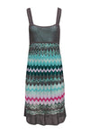 Chevron Print Summer Sleeveless Fitted Midi Dress