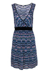 Tall Tall A-line V-neck Plunging Neck Striped Print Banding Dress