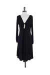 Long Sleeves Keyhole Plunging Neck Dress With a Ribbon