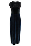 Bateau Neck Button Closure Cutout Fitted Colorblocking Keyhole Maxi Dress