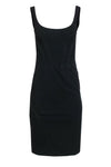 Sexy Side Zipper Vintage Darts Scoop Neck Silk Bodycon Dress