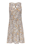 A-line Floral Print Summer Silk Cutout Dress