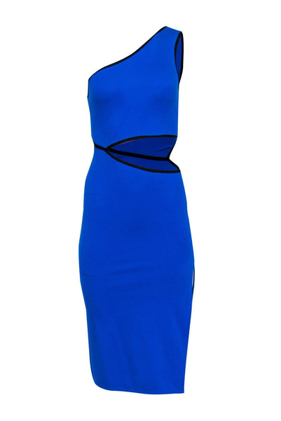 Cutout Slit Fitted Hidden Side Zipper One Shoulder Sleeveless Club Dress/Midi Dress