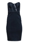 Strapless Hidden Side Zipper Asymmetric Sleeveless Corset Waistline Bodycon Dress