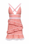 A-line V-neck Hidden Back Zipper Tiered Summer Short Sleeveless Dress With Ruffles