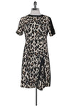 Collared Short Sleeves Sleeves Hidden Back Zipper Animal Cheetah Print Dress