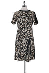 Short Sleeves Sleeves Collared Hidden Back Zipper Animal Cheetah Print Dress