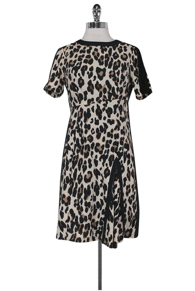 Short Sleeves Sleeves Hidden Back Zipper Collared Animal Cheetah Print Dress
