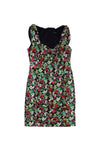 Floral Print Square Neck Gathered Pleated Hidden Back Zipper Sleeveless Dress