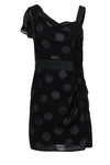 Tall Asymmetric Polka Dots Print Sheath Sheath Dress With Ruffles