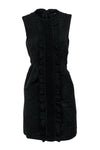 Sheath Round Neck Polka Dots Print Hidden Back Zipper Sleeveless Sheath Dress/Little Black Dress With Ruffles