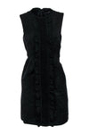 Sleeveless Polka Dots Print Hidden Back Zipper Sheath Round Neck Sheath Dress/Little Black Dress With Ruffles