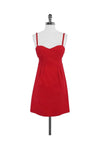 Pleated Hidden Back Zipper Sweetheart Dress With a Ribbon