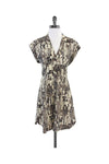 Short Sleeves Sleeves Silk Collared Button Front General Print Dress
