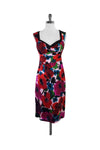 Sweetheart Floral Print Gathered Hidden Back Zipper Dress