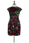 Floral Print Mesh Back Zipper Pocketed Evening Dress