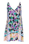 Sophisticated V-neck Floral Print Sleeveless Shift Dress