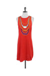 Sleeveless Back Zipper Ribbed Beaded Cotton Dress