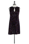 Sophisticated Round Neck General Print Sleeveless Silk Empire Waistline Back Zipper Keyhole Dress