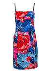 Cocktail Cotton Floral Print Sheath Spaghetti Strap Sheath Dress