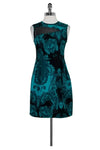 Sleeveless Abstract Print Silk Collared Pocketed Back Zipper Dress