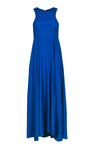 A-line Polyester Round Neck Slit Sleeveless Maxi Dress