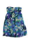 Strapless Hidden Back Zipper Abstract Print Dress With Ruffles