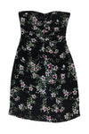 Strapless Silk Floral Print Sequined Back Zipper Fitted Gathered Evening Dress
