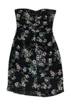 Strapless Floral Print Fitted Back Zipper Sequined Gathered Silk Evening Dress