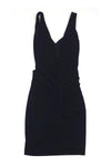 Hidden Back Zipper V Back Gathered Sleeveless Dress