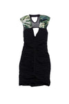 Tall Sexy V-neck Mesh Ruched Back Zipper Cutout General Print Sleeveless Bodycon Dress/Evening Dress/Maxi Dress