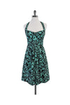 Halter General Print Pocketed Hidden Side Zipper Dress