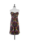 Strapless Abstract Print Hidden Back Zipper Dress