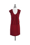 V-neck Cap Sleeves Gathered Dress