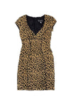 V-neck Hidden Back Zipper Cotton Short Sleeves Sleeves Animal Cheetah Print Dress