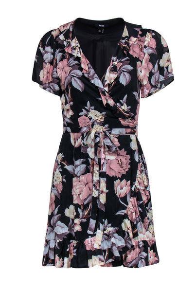 Floral Print Short Sleeves Sleeves Rayon Fit-and-Flare Fitted Wrap Dress With Ruffles