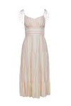 Striped Print Sleeveless Spring Summer Midi Dress