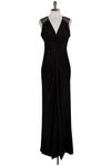 Sophisticated V-neck Floor Length Sleeveless Mesh Gathered Hidden Back Zipper Slit Draped Keyhole Dress