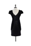 V-neck Back Zipper Cap Sleeves Dress