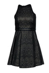 Tall A-line Round Neck Fit-and-Flare General Print Pleated Fitted Party Dress