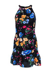 Tall Scoop Neck Spring Sleeveless Darts Hidden Back Zipper Ruched Sheath Floral Print Sheath Dress/Little Black Dress