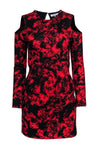 Floral Print Cold Shoulder Sleeves Fitted Cutout Bodycon Dress/Club Dress