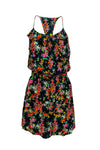 Spaghetti Strap Round Neck Smocked Silk Floral Print Racerback Elasticized Waistline Dress