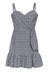 Plaid Print Short Fitted Smocked Sweetheart Tie Waist Waistline Summer Dress With Ruffles