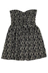 Strapless Above the Knee Silk Ruched Back Zipper Abstract Print Sweetheart Dress